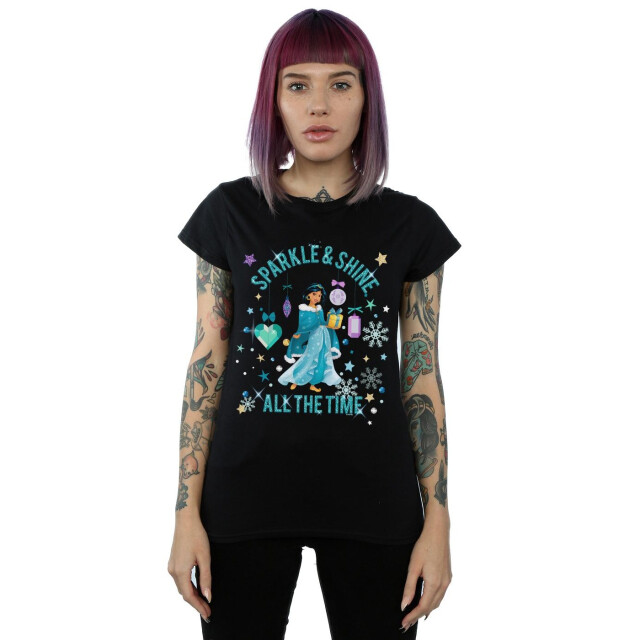 Li-cense Disney dames prinses jasmine fonkeling en glans katoenen t-shirt UTBI37200_black large