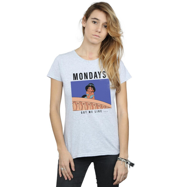 Li-cense Disney princess dames jasmine mondays got me like katoenen t-shirt UTBI37110_sportsgrey large