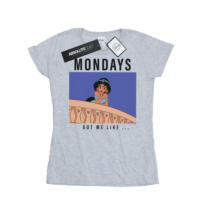 Li-cense Disney princess dames jasmine mondays got me like katoenen t-shirt UTBI37110_sportsgrey large