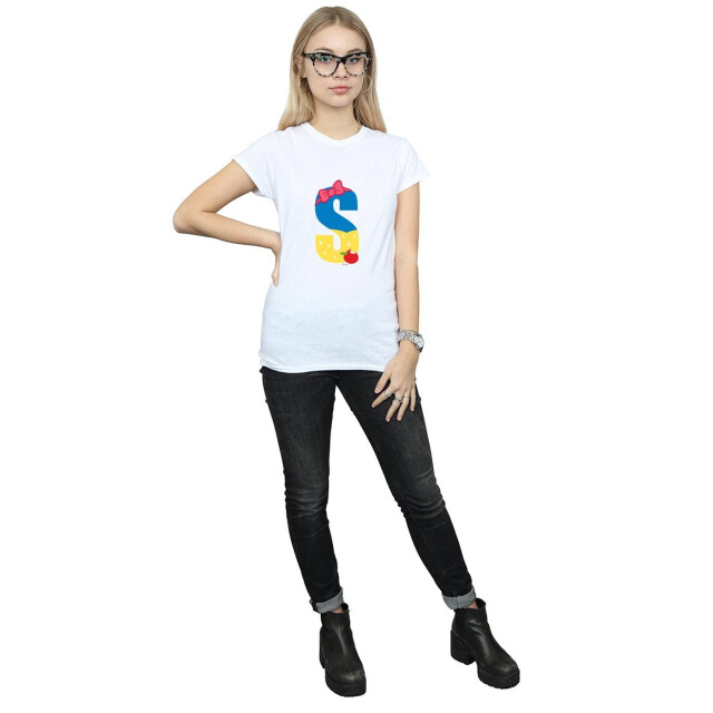 Li-cense Disney dames alfabet s is voor sneeuw katoenen t-shirt UTBI36976_white large