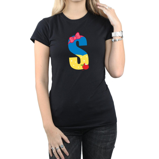 Li-cense Disney dames alfabet s is voor sneeuw wit katoenen t-shirt UTBI36976_black large