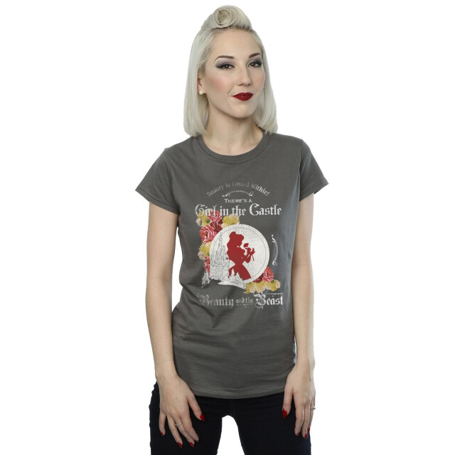 Li-cense Disney dames beauty and the beast meisje in het kasteel katoenen t-shirt UTBI36848_charcoal large