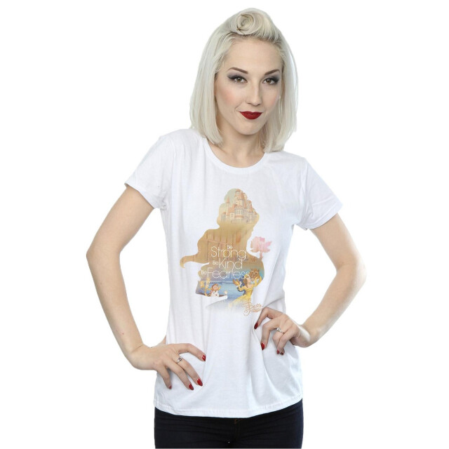 Li-cense Disney princess dames belle gevuld silhouet katoenen t-shirt UTBI36726_white large
