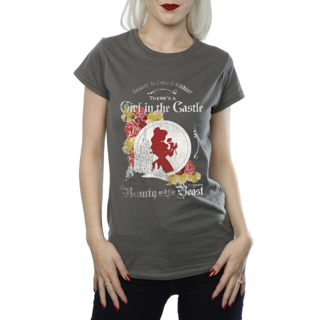 Li-cense Disney dames beauty and the beast meisje in het kasteel katoenen t-shirt UTBI36848_charcoal large