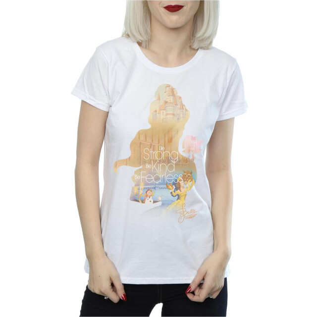 Li-cense Disney princess dames belle gevuld silhouet katoenen t-shirt UTBI36726_white large