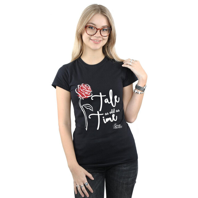Li-cense Disney dames tale as old as time rose katoenen t-shirt UTBI36825_black large