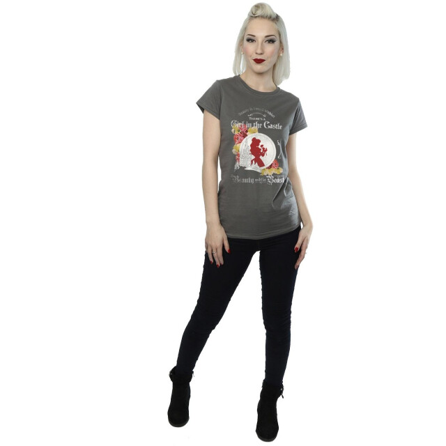 Li-cense Disney dames beauty and the beast meisje in het kasteel katoenen t-shirt UTBI36848_charcoal large