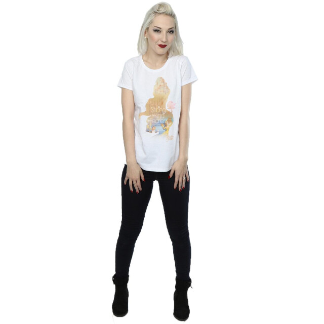 Li-cense Disney princess dames belle gevuld silhouet katoenen t-shirt UTBI36726_white large