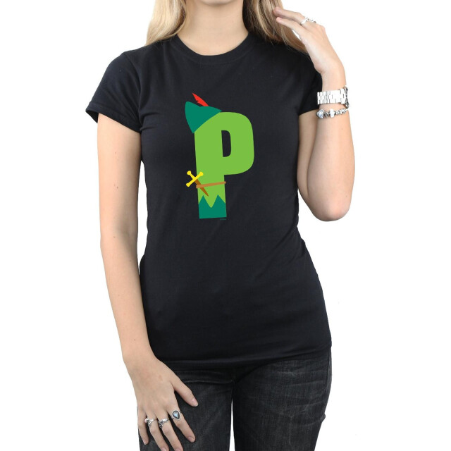 Li-cense Disney dames alfabet p is voor peter pan katoenen t-shirt UTBI36575_black large
