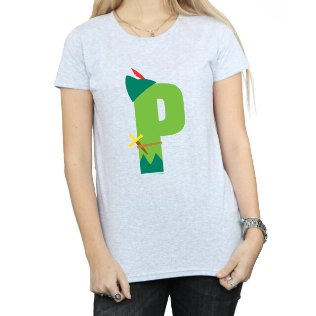 Li-cense Disney dames alfabet p is voor peter pan katoenen t-shirt UTBI36575_sportsgrey large