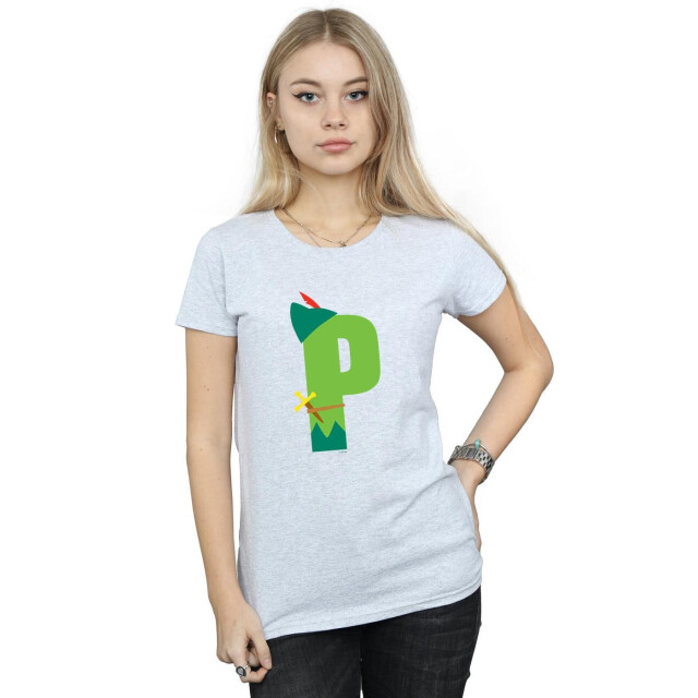 Li-cense Disney dames alfabet p is voor peter pan katoenen t-shirt UTBI36575_sportsgrey large