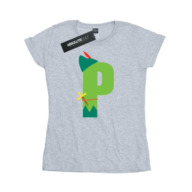 Li-cense Disney dames alfabet p is voor peter pan katoenen t-shirt UTBI36575_sportsgrey large