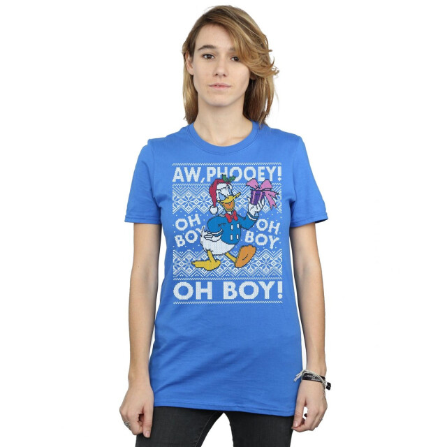 Li-cense Disney dames donald duck kerst fair isle katoenen vriendje t-shirt UTBI36468_royalblue large