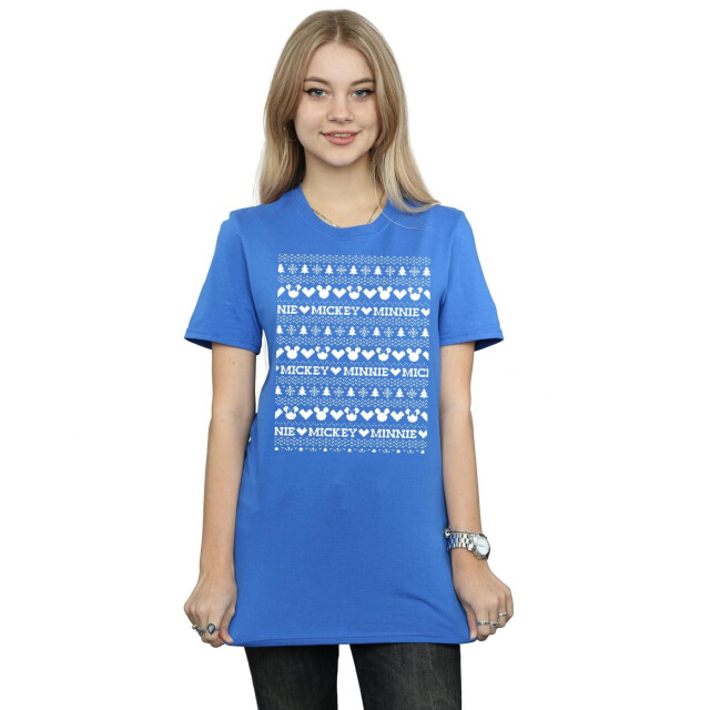 Li-cense Disney dames mickey en minnie kerst fair isle katoenen vriendje t-shirt UTBI36394_royalblue large