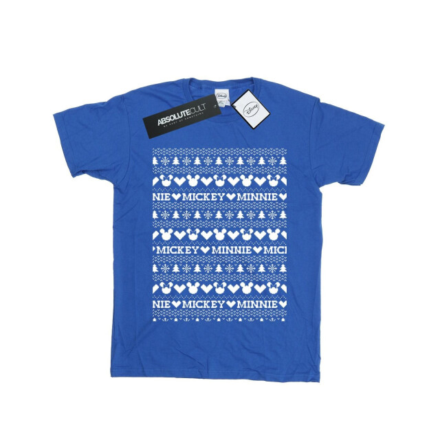 Li-cense Disney dames mickey en minnie kerst fair isle katoenen vriendje t-shirt UTBI36394_royalblue large