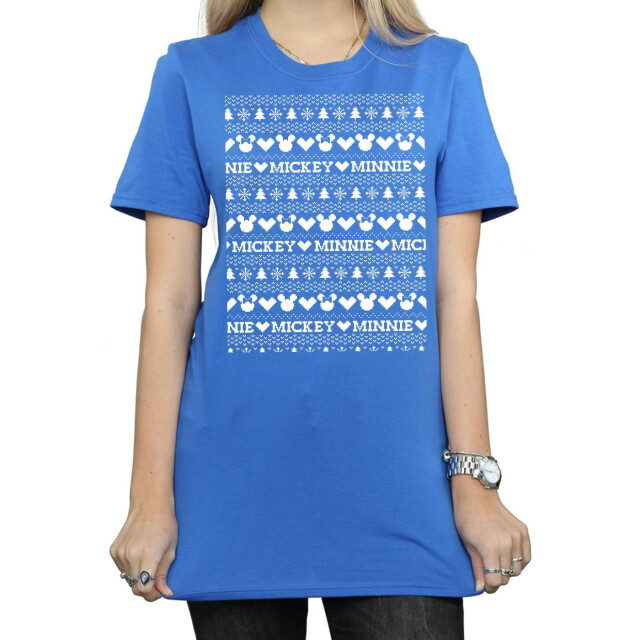 Li-cense Disney dames mickey en minnie kerst fair isle katoenen vriendje t-shirt UTBI36394_royalblue large