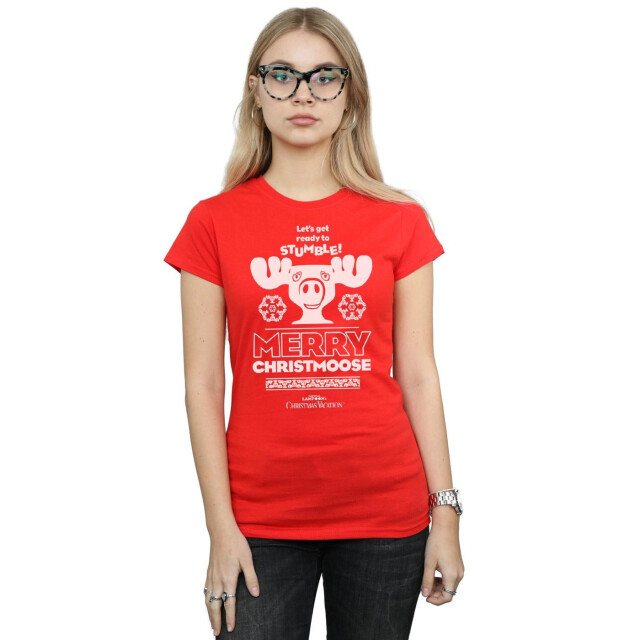 Li-cense National lampoon´s christmas vacation dames vrolijk kerstman t-shirt katoen UTBI36277_red large