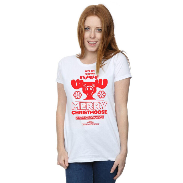 Li-cense National lampoon´s christmas vacation dames vrolijk kerstman t-shirt katoen UTBI36277_white large