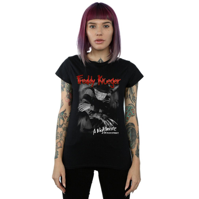 Li-cense A nightmare on elm street dames freddy wit foto katoenen t-shirt UTBI36150_black large
