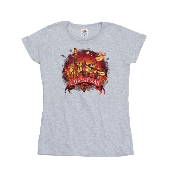 Li-cense Disney dames the nightmare before christmas eng kerstmis katoenen t-shirt UTBI35802_sportsgrey large