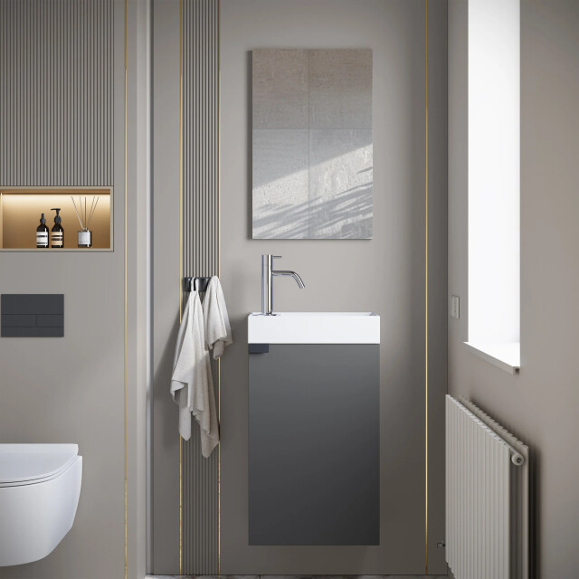 Badplaats Toiletmeubel apollo 40 x 22 cm antraciet fonteinmeubel met 3180979 large