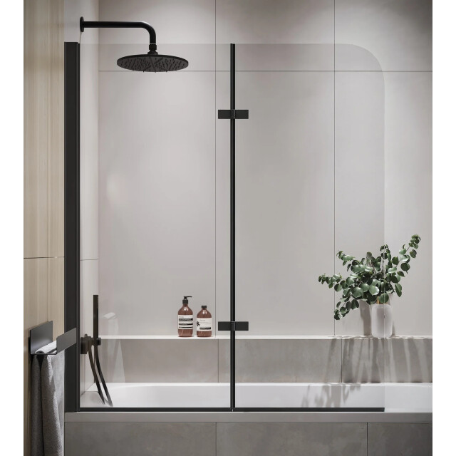Badplaats Badwand austin 100 x 140 cm zwart badscherm draaibaar 5 mm dik - 3181436 large