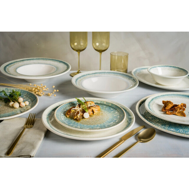 Bonna Pizzabord rivus ethnic porselein 32 cm set van 2 3078735 large