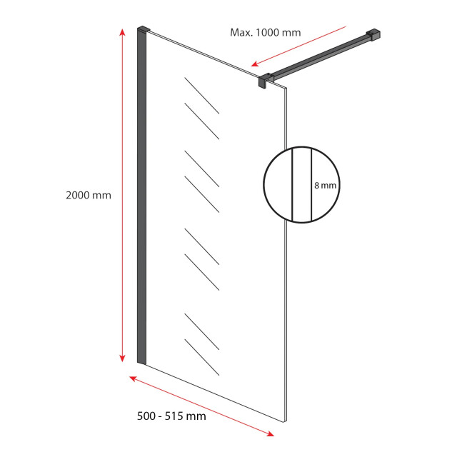 Badplaats Douchewand florida 50 x 200 cm chroom – inloopdouche 8 mm 3181255 large