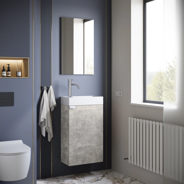 Badplaats Toiletmeubel apollo 40 x 22 cm beton grijs fonteinmeubel met 3180981 large
