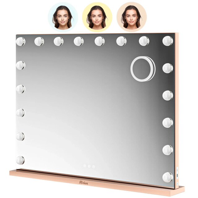 Mirlux Hollywood spiegel bluetooth speakers 80x60cm rosé goud 3083726 large