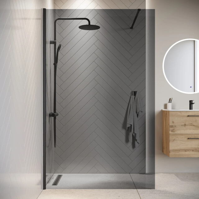 Badplaats Douchewand rizani 110 x 200 cm zwart – inloopdouche 8 mm 3419576 large