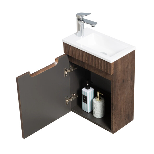 Badplaats Toiletmeubel thermis 40 x 22 cm walnoot bruin fonteinmeubel met 3181027 large