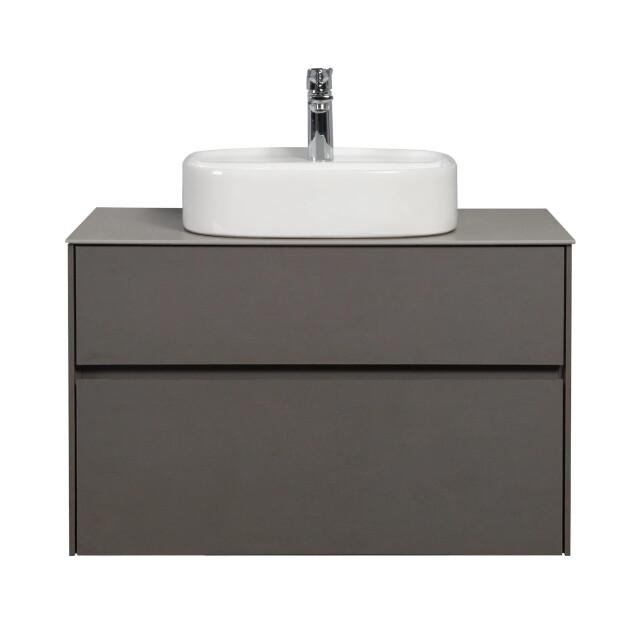 Badplaats Badkamermeubel set hamilton 80 cm steen grijs badmeubel met 3180999 large