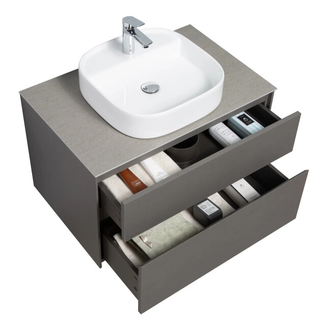 Badplaats Badkamermeubel set hamilton 80 cm steen grijs badmeubel met 3180999 large