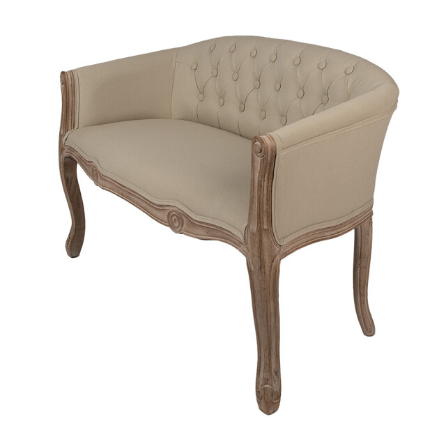 Clayre & Eef Bankje 104x55x70 cm beige hout textiel 3083803 large