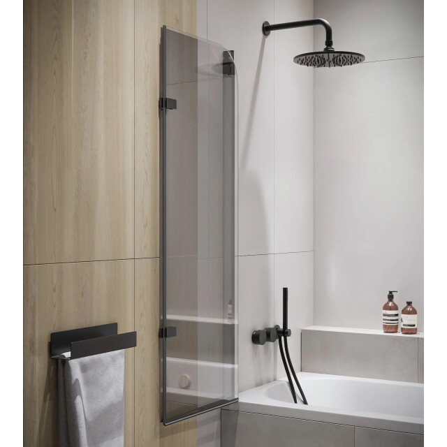 Badplaats Badwand austin 110 x 140 cm zwart badscherm draaibaar 5 mm dik - 3181204 large