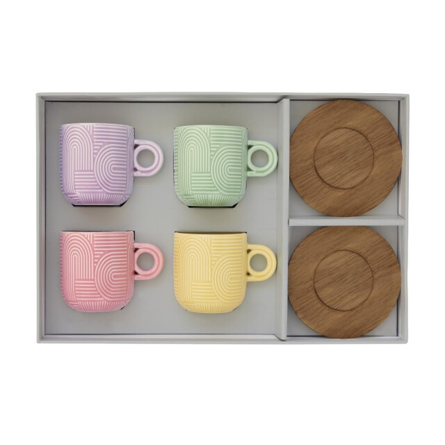 Easy Life Set/4 espr beker + schotels acacia 11 cl tl06 3083914 large
