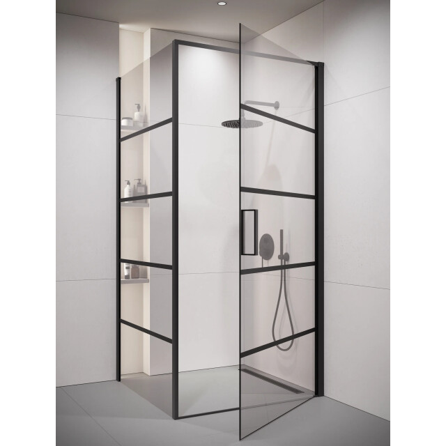 Badplaats Douchecabine alava 80 x 80 x 190 cm zwart met lijnen douchewand 3192181 large