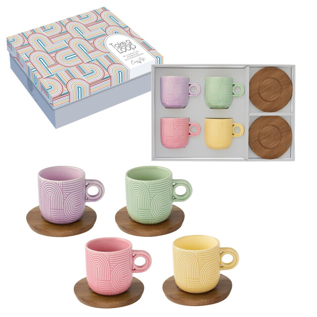 Easy Life Set/4 espr beker + schotels acacia 11 cl tl06 3083914 large