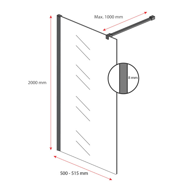 Badplaats Douchewand rizani 50 x 200 cm zwart – inloopdouche 8 mm 3181239 large