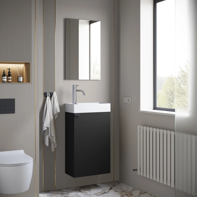 Badplaats Toiletmeubel apollo 40 x 22 cm mat zwart fonteinmeubel met 3180926 large