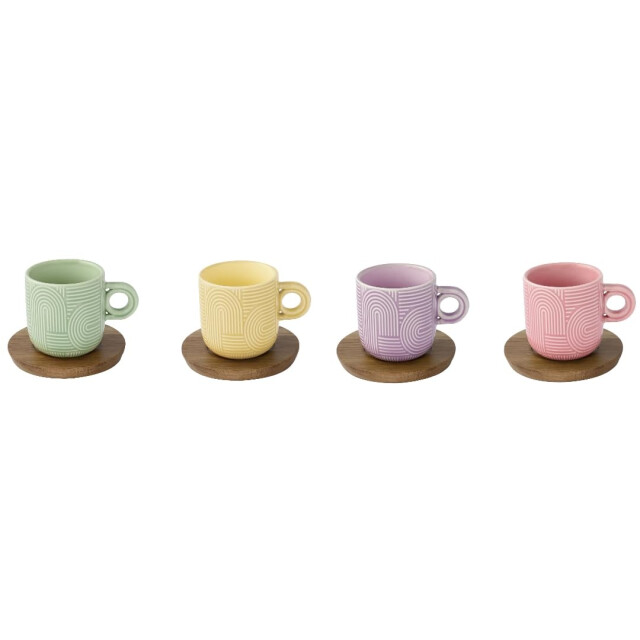 Easy Life Set/4 espr beker + schotels acacia 11 cl tl06 3083914 large