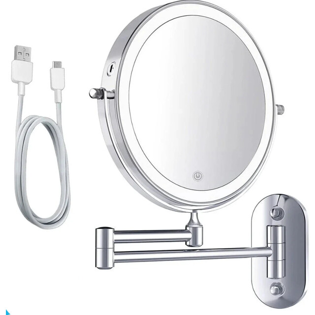Mirlux Make-up spiegel oplaadbaar chroom 1-10x vergroting 3083719 large