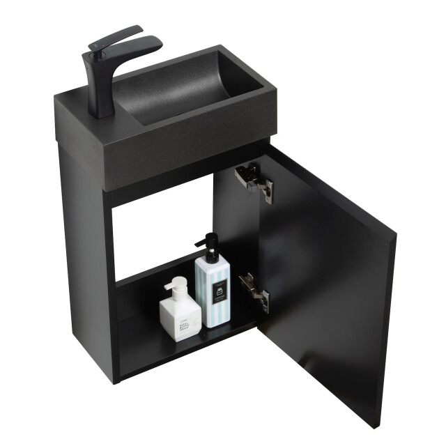 Badplaats Toiletmeubel angela 40 x 22 cm mat zwart fonteinmeubel met zwarte 3181210 large