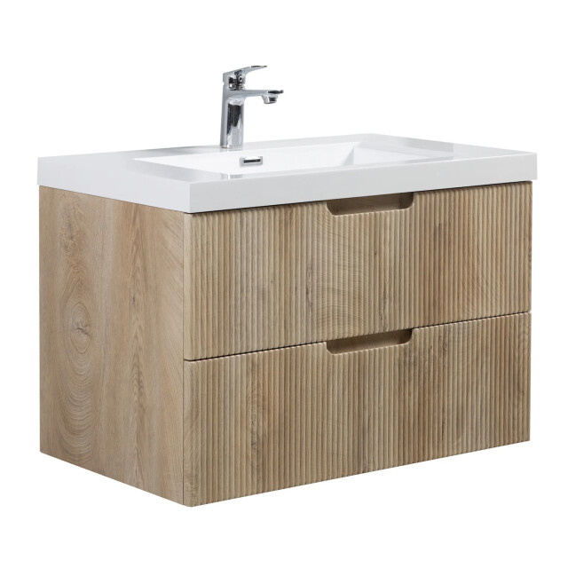 Badplaats Badkamermeubel set thermis 80cm licht badmeubel met wastafel 3181046 large