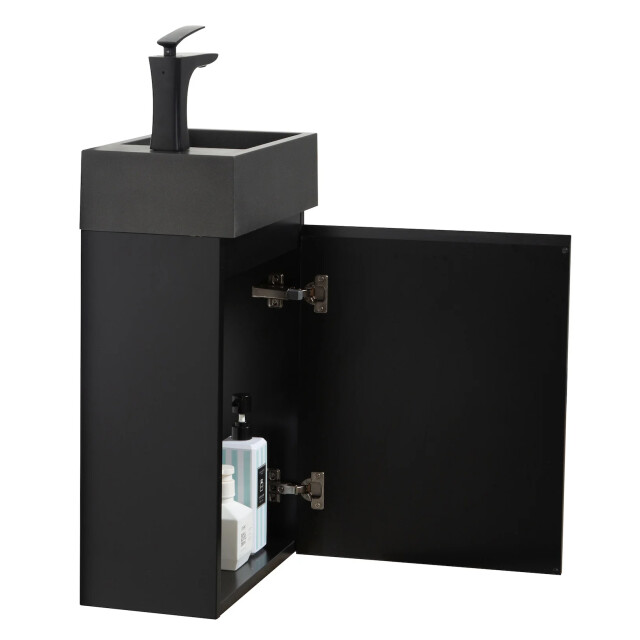 Badplaats Toiletmeubel angela 40 x 22 cm mat zwart fonteinmeubel met zwarte 3181210 large
