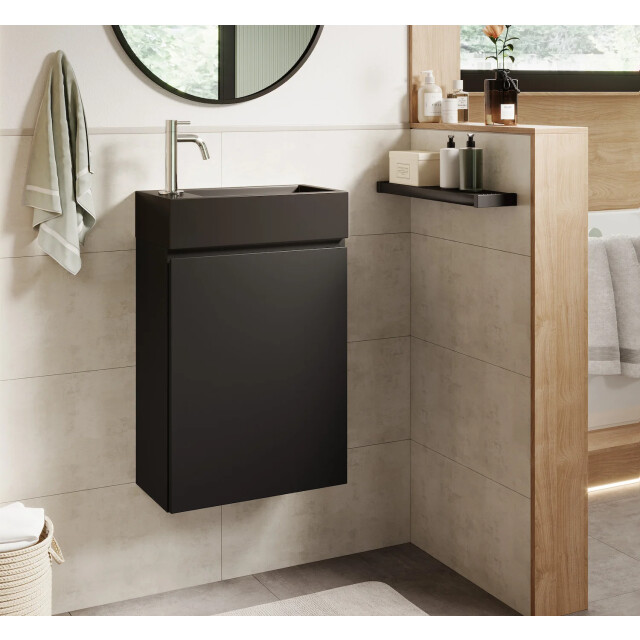 Badplaats Toiletmeubel angela 40 x 22 cm mat zwart fonteinmeubel met zwarte 3181210 large