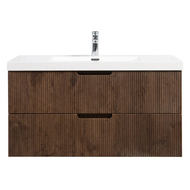 Badplaats Badkamermeubel set thermis 100cm rose wood badmeubel met wastafel 3181096 large