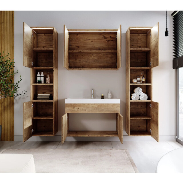 Badplaats Badkamermeubel set paso xl 80 cm kastanje badmeubel met 3181093 large