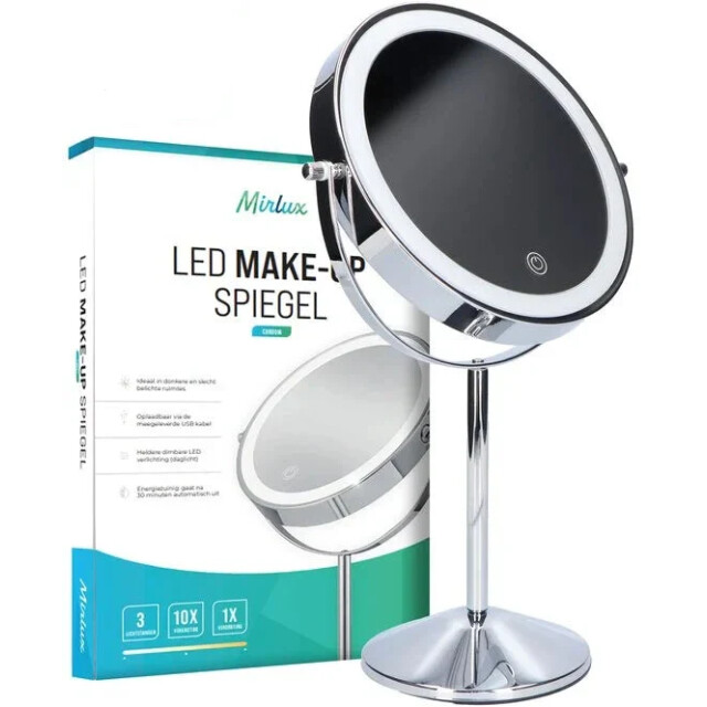 Mirlux Make-up spiegel oplaadbaar chroom 1-10x vergroting 3083712 large